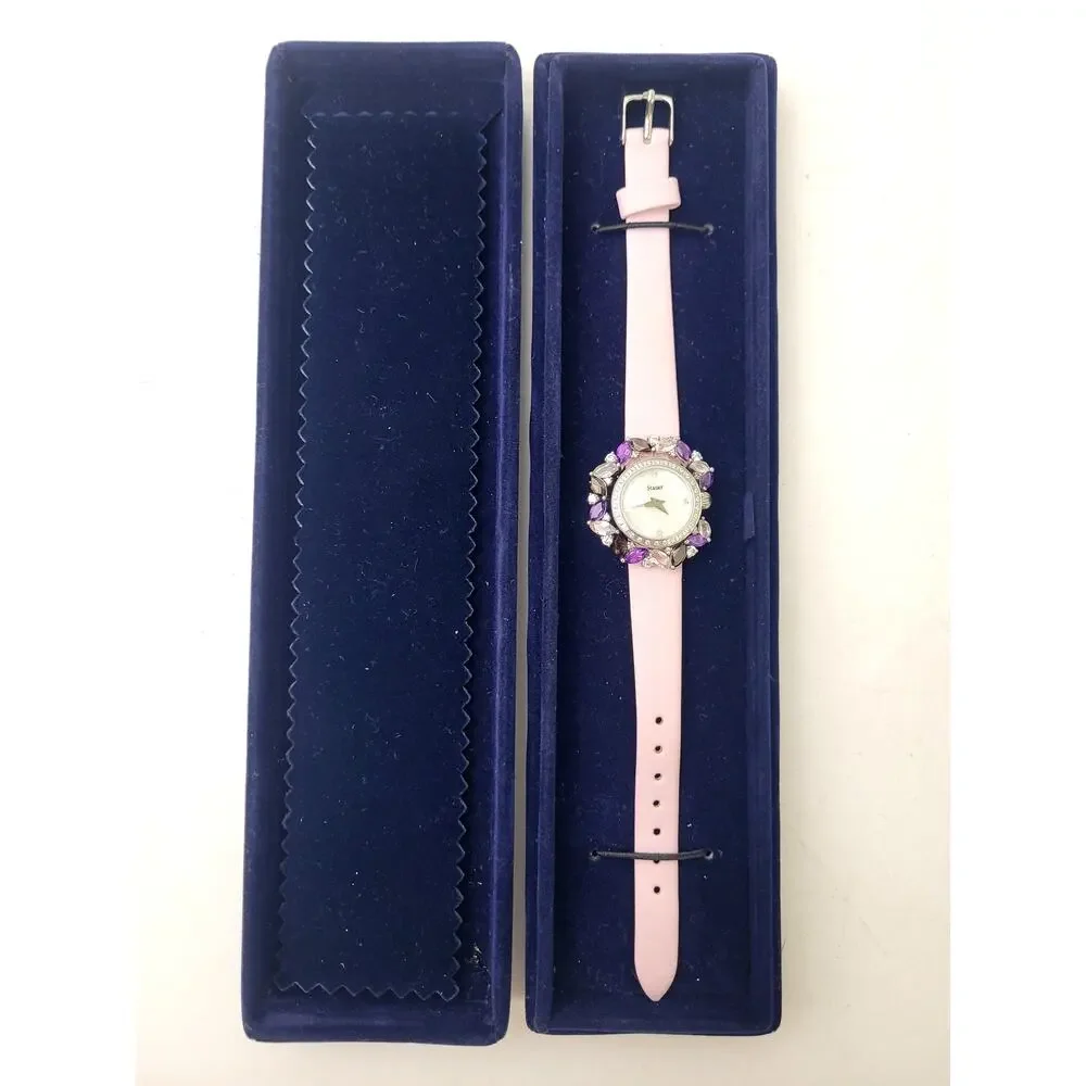 Stauer Fleur de Amethyst Women's Watch Pink Band Authentic Stones - Picture 7 of 9